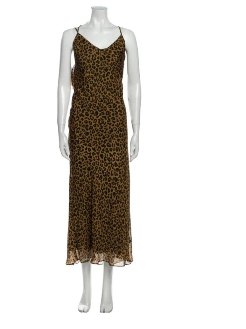 Michelle Mason Silk Leopard Print Maxi Gown Bias CrissCross Open Back Slip Sz 2 - Picture 7 of 9